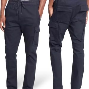Vince Slim Black Cargo Jogger Twill Pants